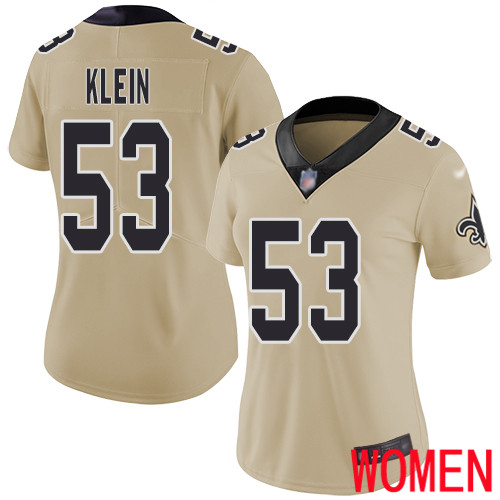 New Orleans Saints Limited Gold Women A J  Klein Jersey NFL Football #53 Inverted Legend Jersey
